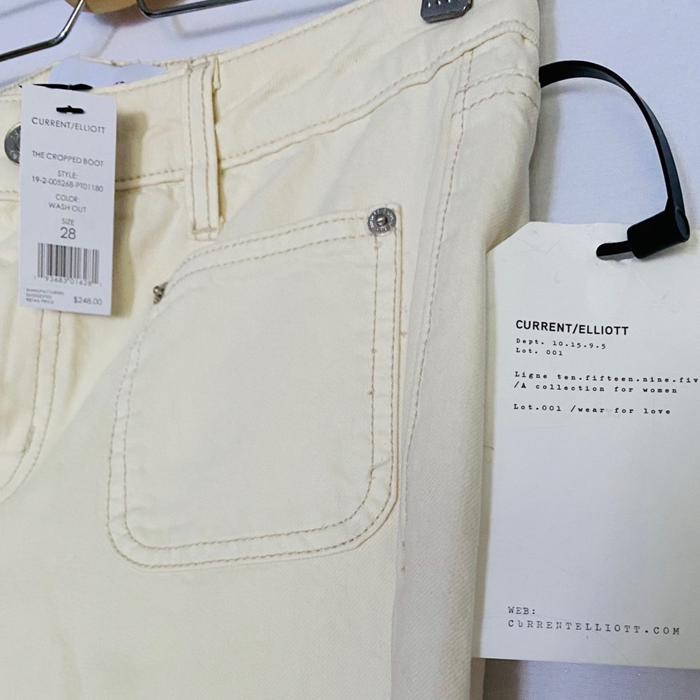 Current/ Elliott cream cropped bootcut jeans 🦙